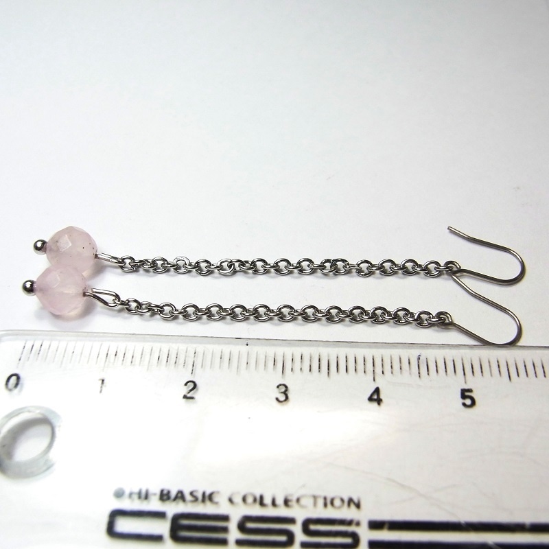 ロングピアス チタンフック&ステンレスチェーン 天然石 パワーストーン ◆lalalady-166