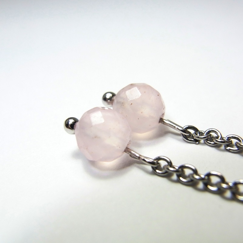 ロングピアス チタンフック&ステンレスチェーン 天然石 パワーストーン ◆lalalady-166