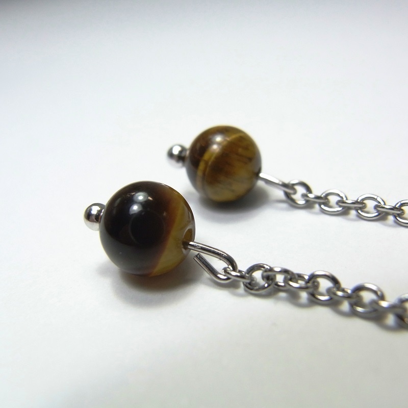 ロングピアス チタンフック&ステンレスチェーン 天然石 パワーストーン ◆lalalady-164