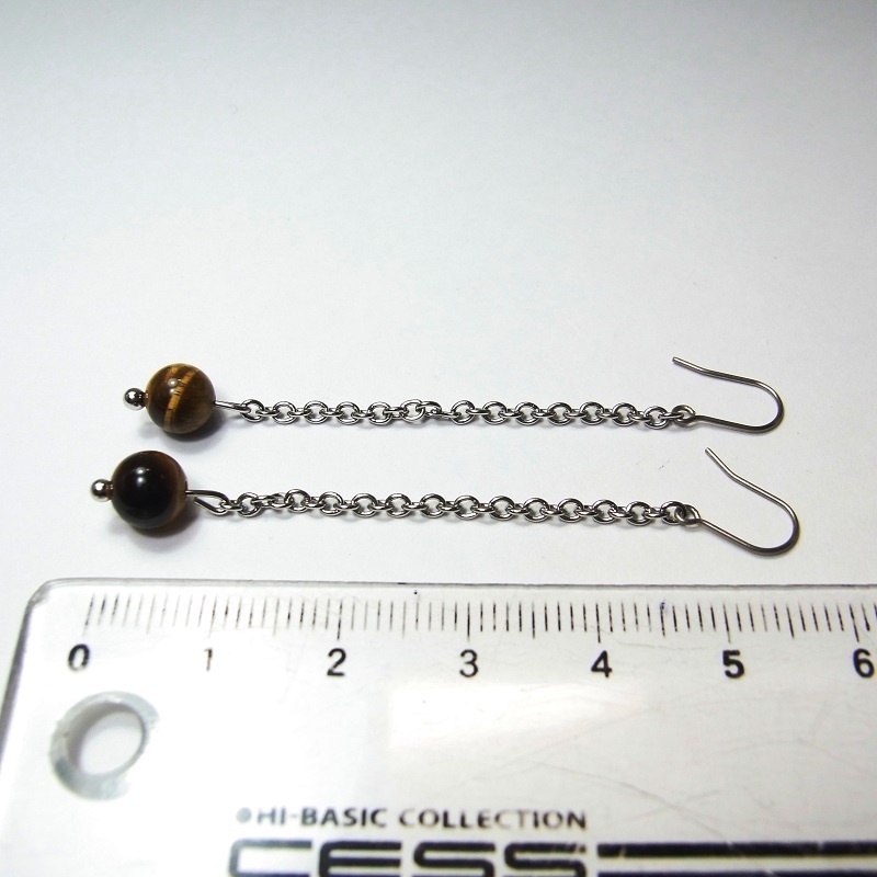 ロングピアス チタンフック&ステンレスチェーン 天然石 パワーストーン ◆lalalady-164