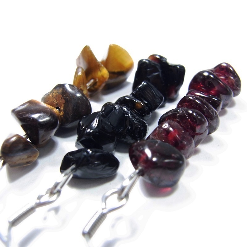 ステンレス フックピアス Pixie 天然石 パワーストーン さざれ石◆lalalady-156