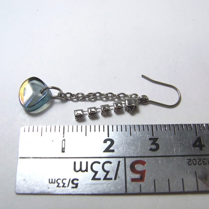 チタンフックピアス ガラスストーン&ショートシャンデリア Dブルー ANGEL FACTORY lalalady-199