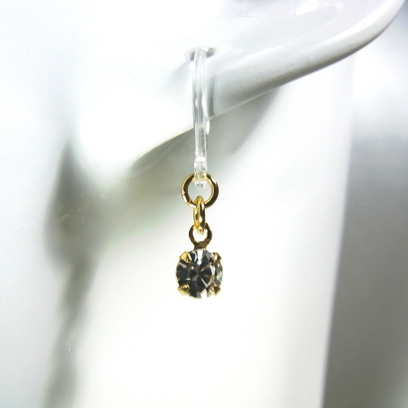 クリア樹脂 フックピアス◆2カラー プレシオサ社製 4mm ラインストーン lalalady-214