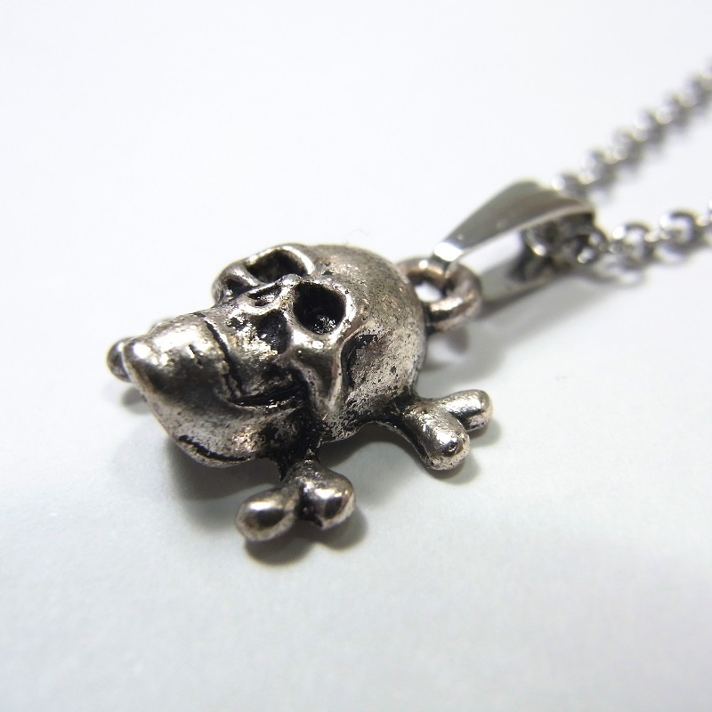 ネックレス 2mm幅 ステンレスチェーン スカル&クロスボーン◆lalalady-157