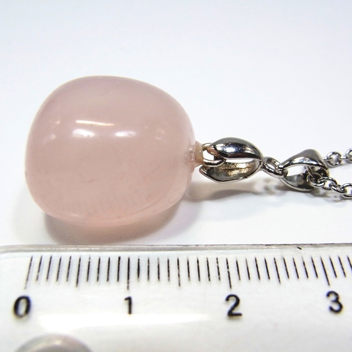 天然石 パワーストーン ステンレスネックレス 恋愛運 ローズクォーツ◆lalalady