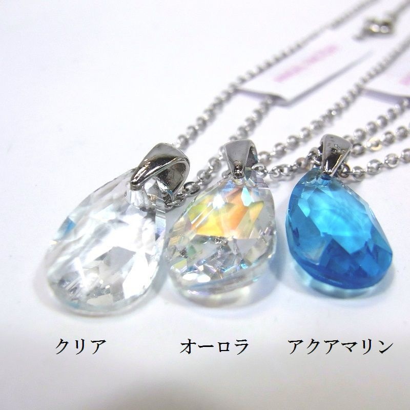 ネックレス A級ガラス カッティングティアドロップ 3カラー ANGEL FACTORY lalalady-204