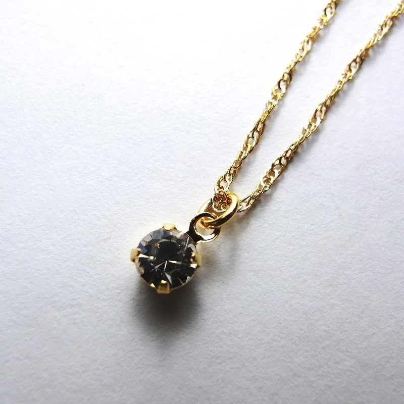 最高級鍍金 K16GP プレシオサ社製4mmクリスタル ネックレス ANGEL FACTORY◆lalalady-193