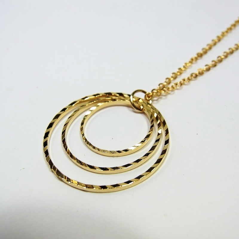 最高級鍍金 K16GP 煌めくスパークル3連リング ネックレス ANGEL FACTORY◆lalalady-192