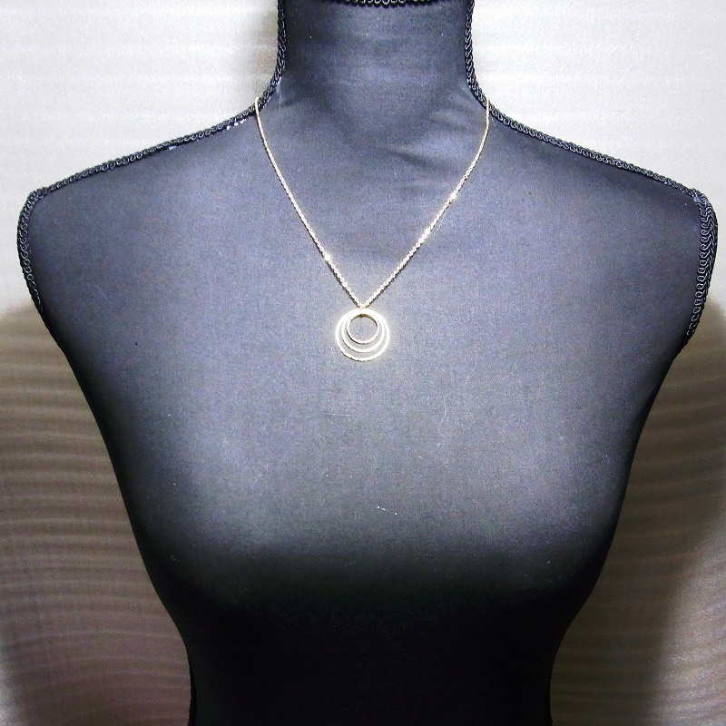 最高級鍍金 K16GP 煌めくスパークル3連リング ネックレス ANGEL FACTORY◆lalalady-192