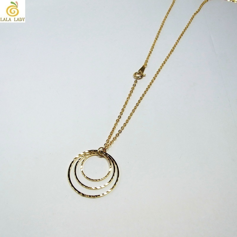 最高級鍍金 K16GP 煌めくスパークル3連リング ネックレス ANGEL FACTORY◆lalalady-192