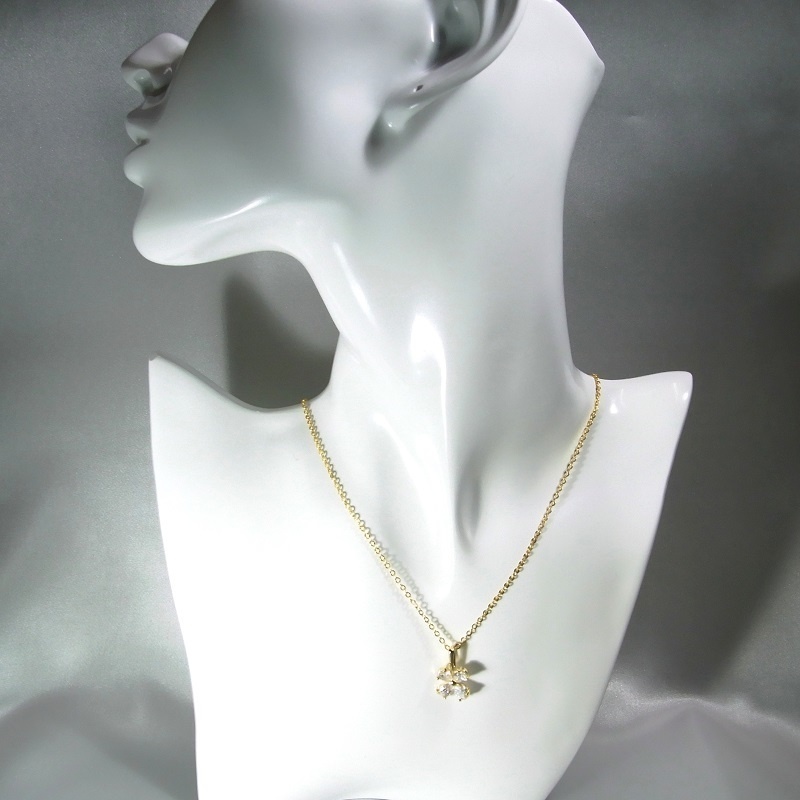 ネックレス◆2カラー 煌めくキュービックジルコニア クローバー lalalady-217