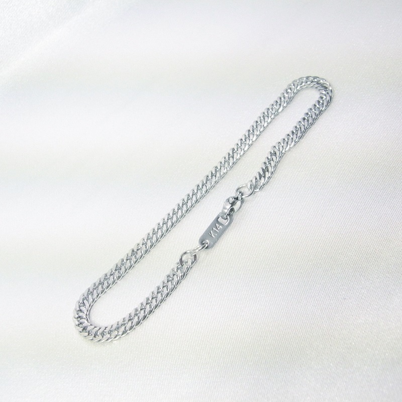 ブレスレット ステンレス製 幅4mm 喜平ダブル編みチェーン lalalady-223