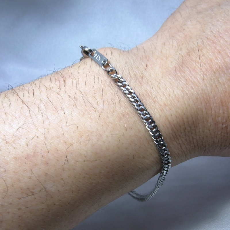 ブレスレット ステンレス製 幅4mm 喜平ダブル編みチェーン lalalady-223