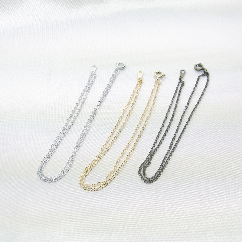 ブレスレット 太さ1.5mm あずきチェーン 2カラー(金古美完売) lalalady-222