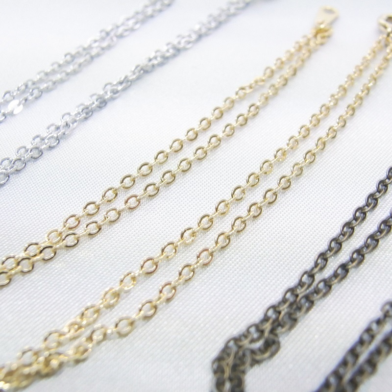 ブレスレット 太さ1.5mm あずきチェーン 2カラー(金古美完売) lalalady-222