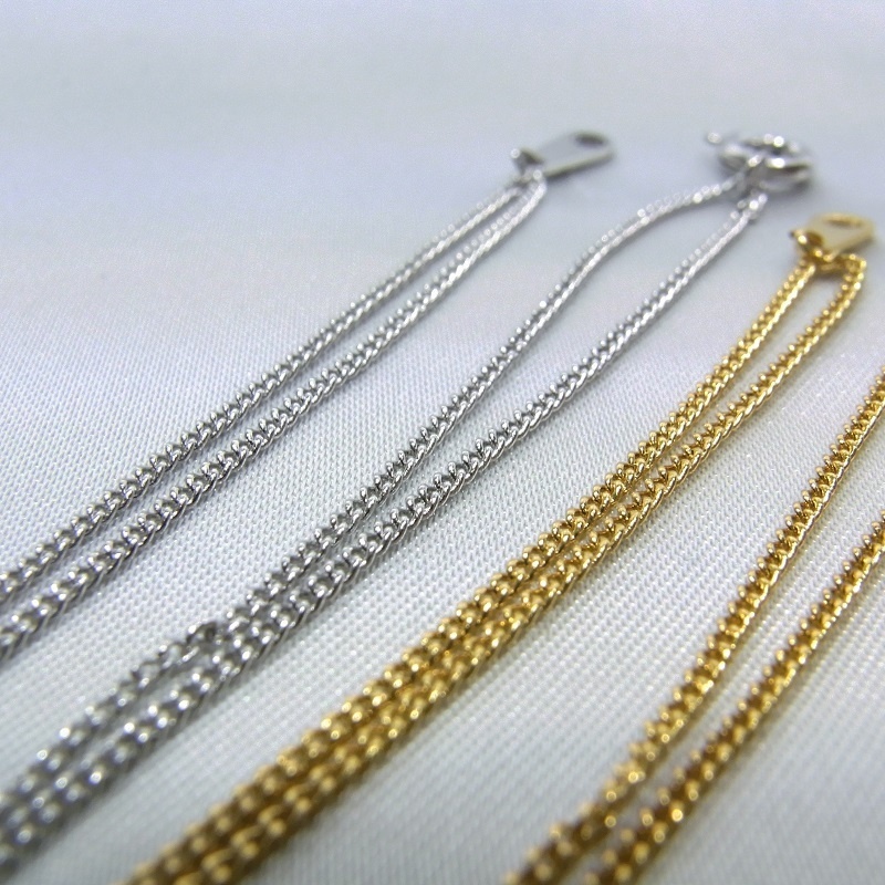 ブレスレット 極細太さ1mm 喜平チェーン 2カラー 本ロジューム K16GP lalalady-221