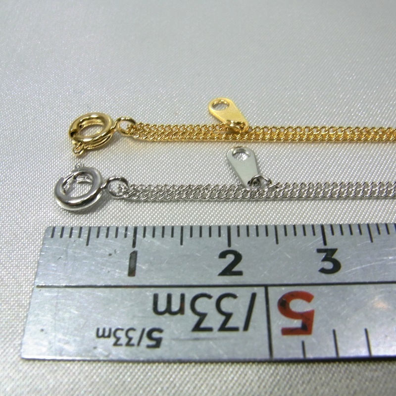 ブレスレット 極細太さ1mm 喜平チェーン 2カラー 本ロジューム K16GP lalalady-221