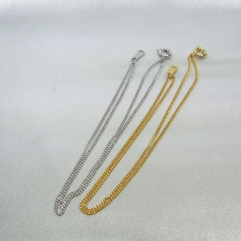 ブレスレット 極細太さ1mm 喜平チェーン 2カラー 本ロジューム K16GP lalalady-221