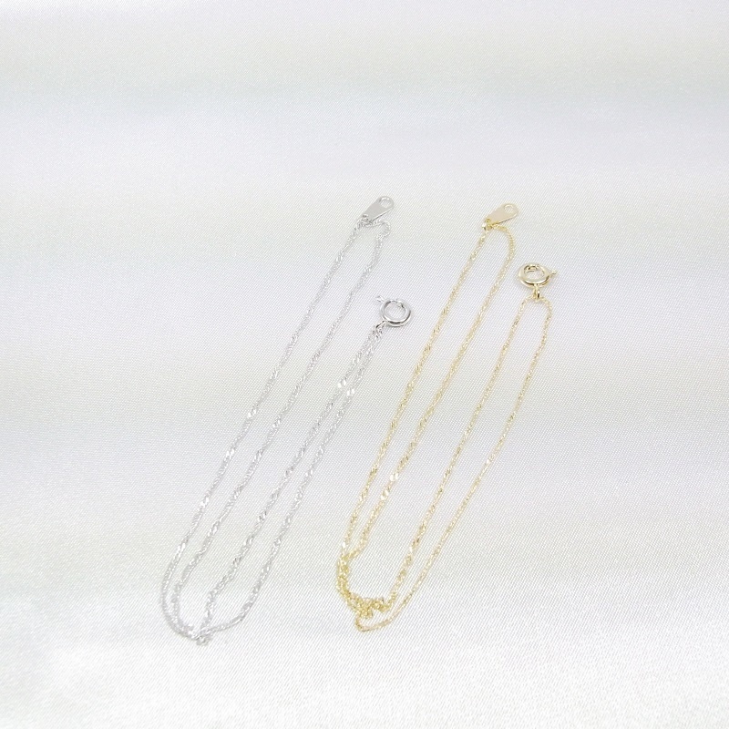 ブレスレット 極細太さ1mm ひねりチェーン 2カラー 本ロジューム K16GP lalalady-220