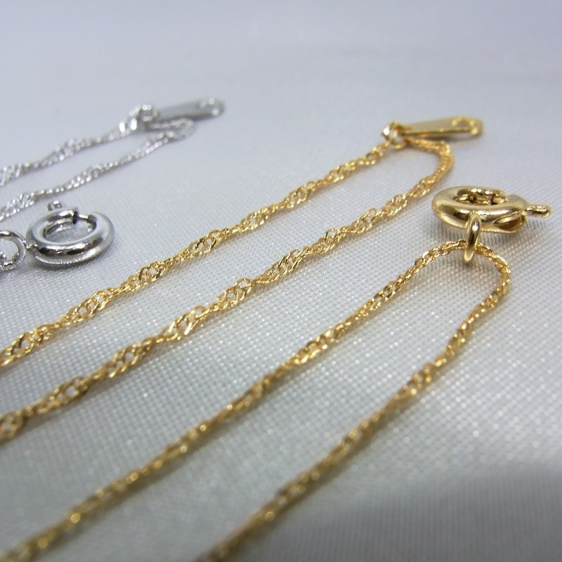 ブレスレット 極細太さ1mm ひねりチェーン 2カラー 本ロジューム K16GP lalalady-220