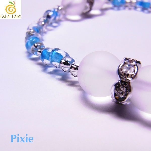 天然石 パワーストーン ブレスレット◆Pixie フロストクリスタル&ブルービーズ ◆lalalady-17