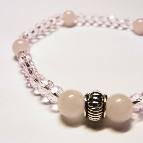 天然石 パワーストーン ブレスレット◆Pixie ローズクォーツ&ピンクビーズ lalalady-27