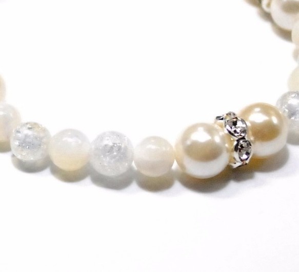 天然石 パワーストーン ブレスレット◆Pixie ホワイトマザー&パール◆lalalady-70