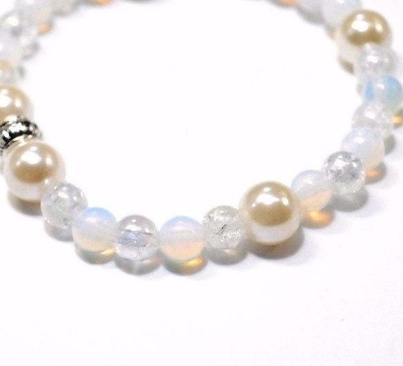 天然石 パワーストーン ブレスレット◆Pixie パール&オパール◆lalalady-69