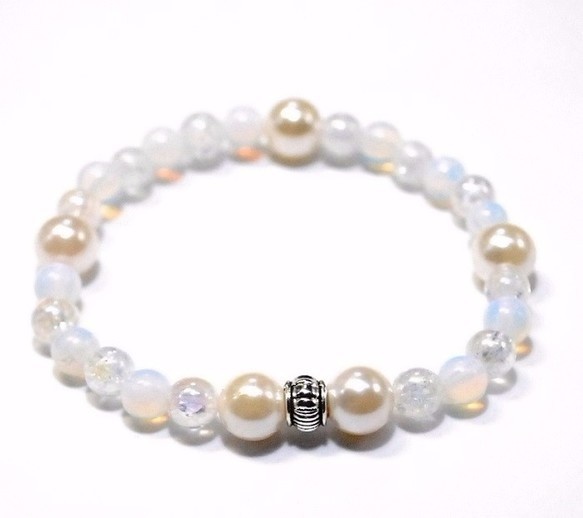 天然石 パワーストーン ブレスレット◆Pixie パール&オパール◆lalalady-69