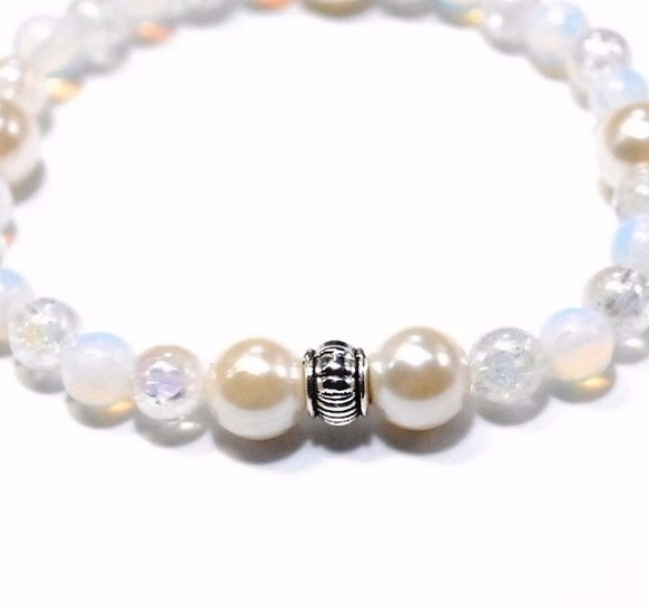 天然石 パワーストーン ブレスレット◆Pixie パール&オパール◆lalalady-69