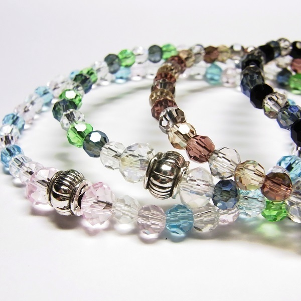 クリスタルガラスビーズ ブレスレット◆Pixie クリスタルミックス◆lalalady-68