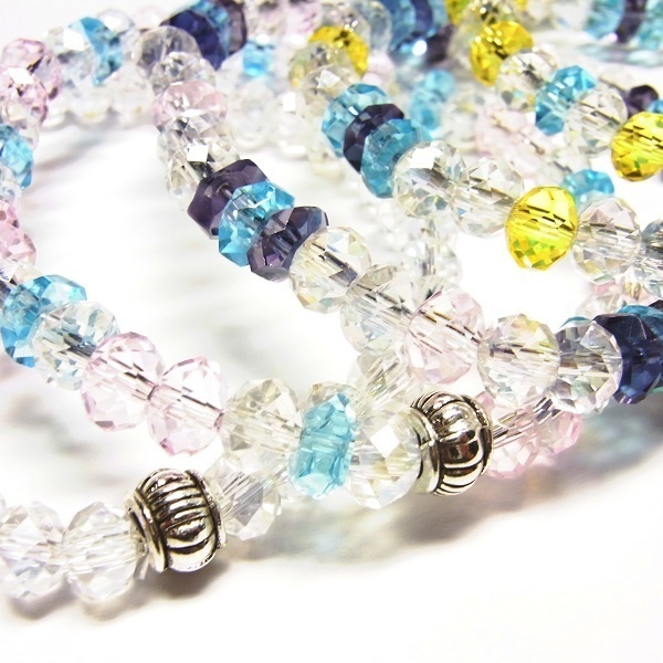 クリスタルガラスビーズ ブレスレット◆Pixie クリスタルハニー◆lalalady-66