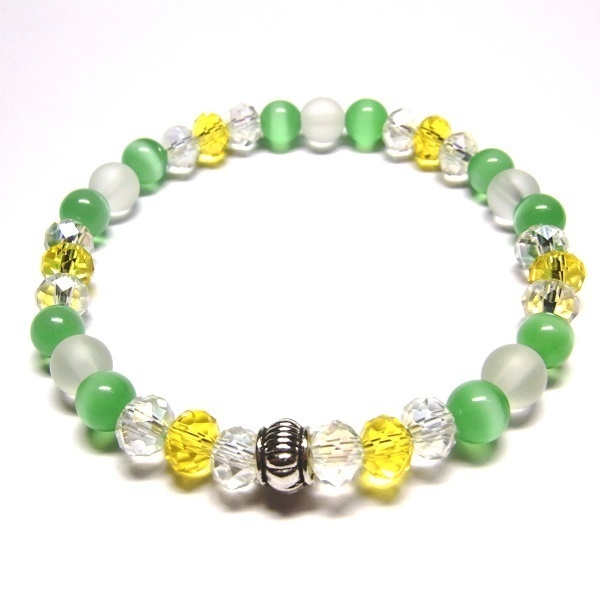 ビーズ&天然石 パワーストーン ブレスレット◆Pixie グリーンアイ◆lalalady-64