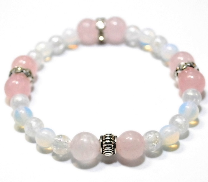 天然石 パワーストーン ブレスレット◆Pixie オパール&ローズクォーツ◆lalalady-79