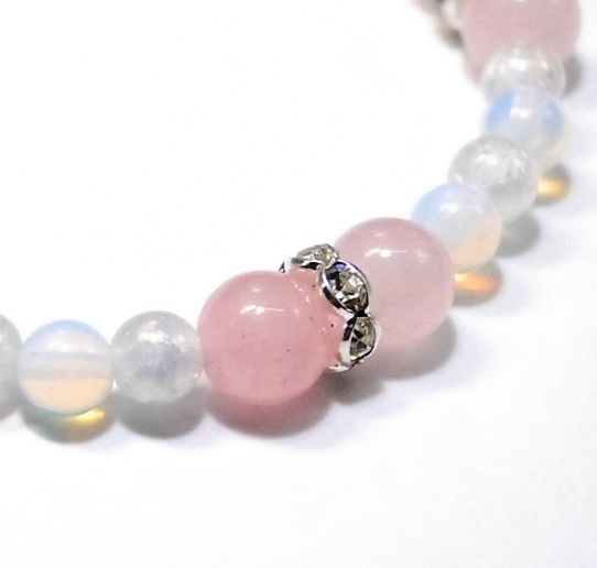 天然石 パワーストーン ブレスレット◆Pixie オパール&ローズクォーツ◆lalalady-79