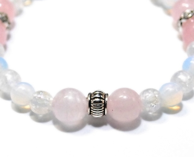 天然石 パワーストーン ブレスレット◆Pixie オパール&ローズクォーツ◆lalalady-79
