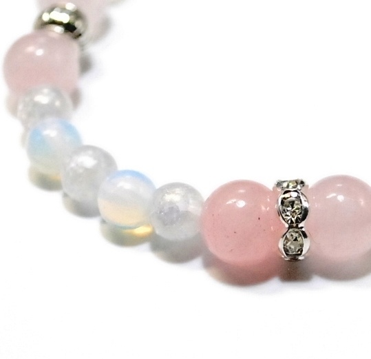 天然石 パワーストーン ブレスレット◆Pixie オパール&ローズクォーツ◆lalalady-79