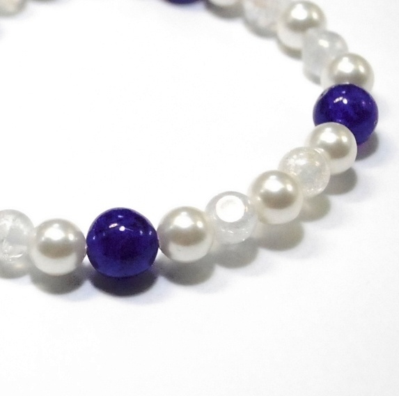 天然石 パワーストーン ブレスレット◆Pixie パール&パープルジェイド◆lalalady-78