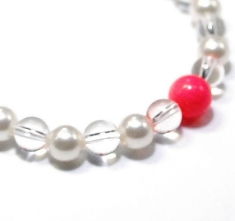天然石 パワーストーン ブレスレット◆Pixie パール&ピンクコーラル◆lalalady-77
