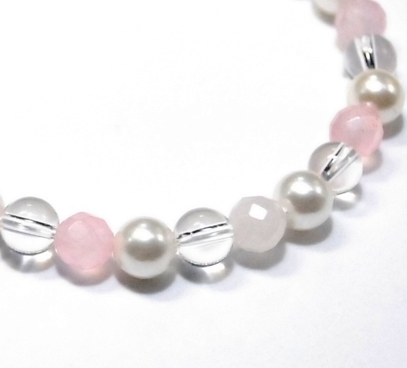 天然石 パワーストーン ブレスレット◆Pixie パール&ピンク◆lalalady-75