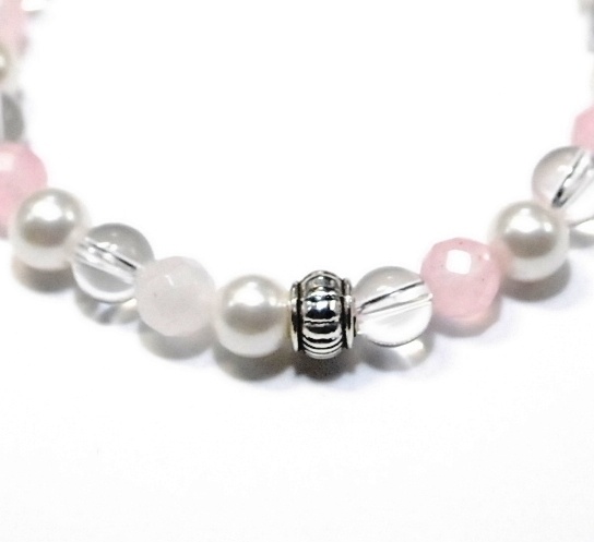 天然石 パワーストーン ブレスレット◆Pixie パール&ピンク◆lalalady-75