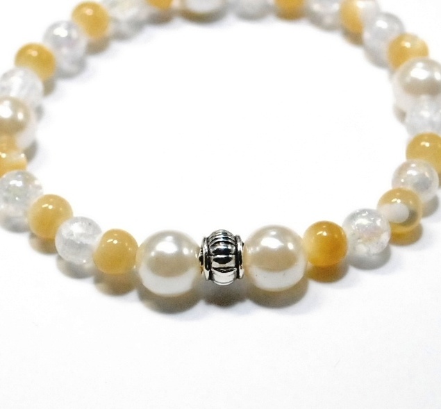 天然石 パワーストーン ブレスレット◆Pixie パール&カプチーノ◆lalalady-73