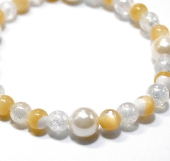 天然石 パワーストーン ブレスレット◆Pixie パール&カプチーノ◆lalalady-73
