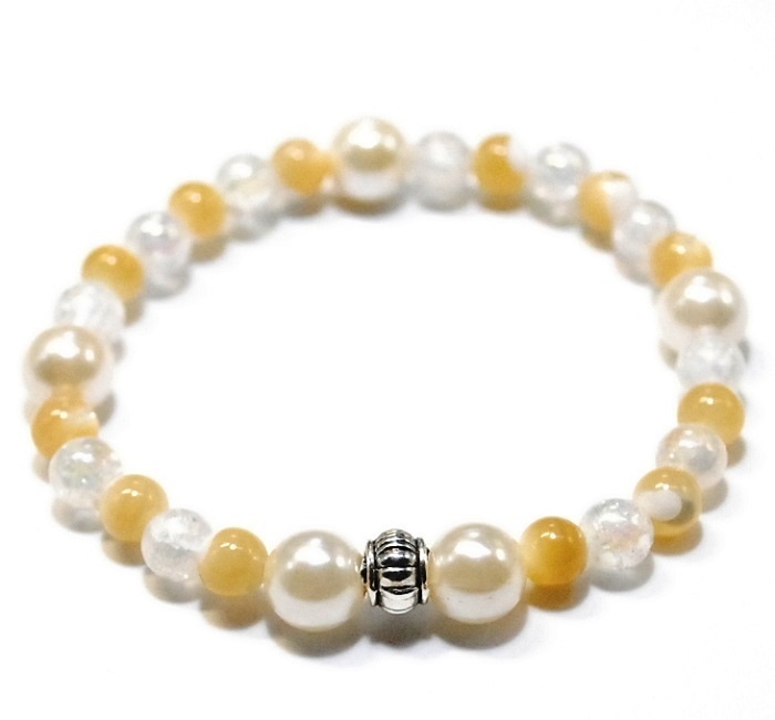 天然石 パワーストーン ブレスレット◆Pixie パール&カプチーノ◆lalalady-73
