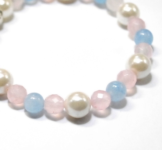 天然石 パワーストーン ブレスレット◆Pixie パステルパール◆lalalady-72