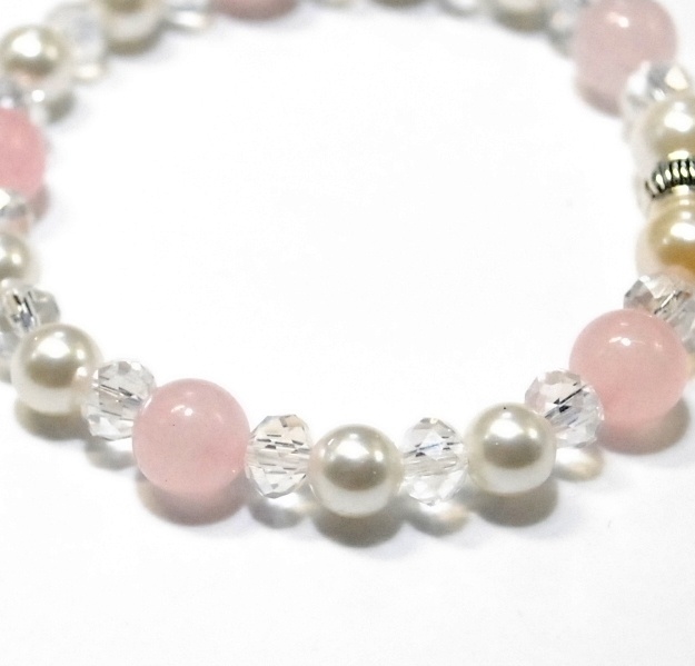 天然石 パワーストーン ブレスレット◆Pixie パール&ローズクォーツ◆lalalady-71
