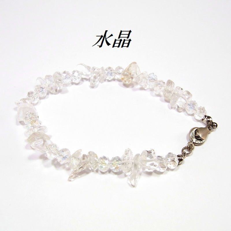 天然石 パワーストーン ブレスレット◆さざれ石&クリスタルガラスビーズ◆lalalady-137