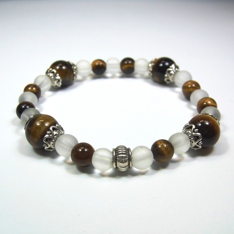 天然石 パワーストーン ブレスレット◆Ver.EX タイガーアイ・クリスタル◆lalalady-101