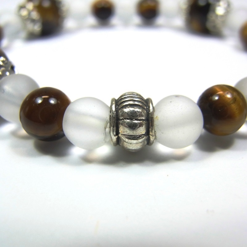 天然石 パワーストーン ブレスレット◆Ver.EX タイガーアイ・クリスタル◆lalalady-101