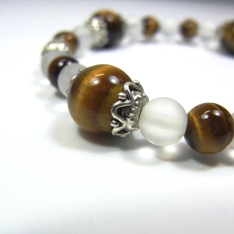 天然石 パワーストーン ブレスレット◆Ver.EX タイガーアイ・クリスタル◆lalalady-101